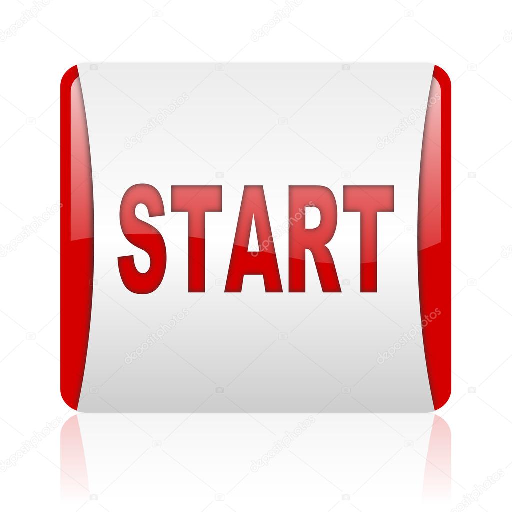Start red and white square web glossy ico