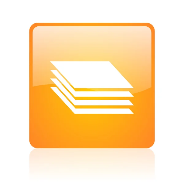 Layers orange square glossy web icon — Stock Photo, Image