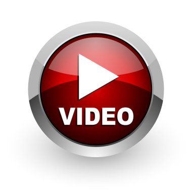 video red circle web glossy icon clipart