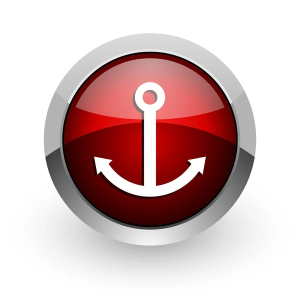 Lesklý ikona webové ukotvení červený kruh — Stock fotografie