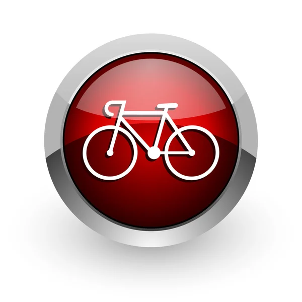 Bicicleta vermelho círculo web ícone brilhante — Fotografia de Stock