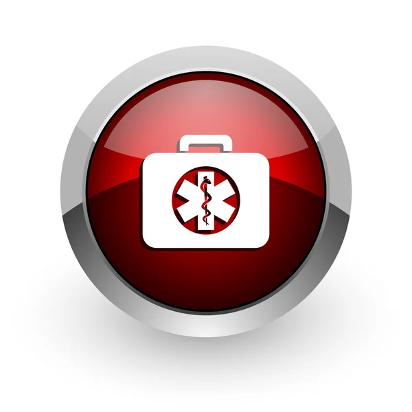 Rescue kit rode cirkel web glanzende pictogram — Stockfoto