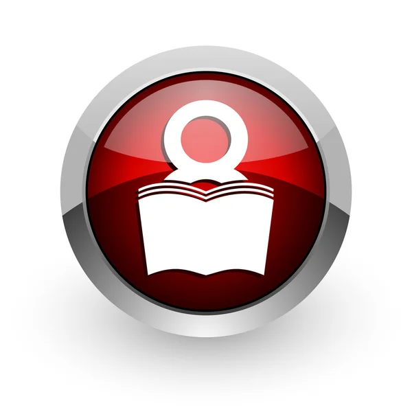 Lesklý ikona webové knihy červený kruh — Stock fotografie