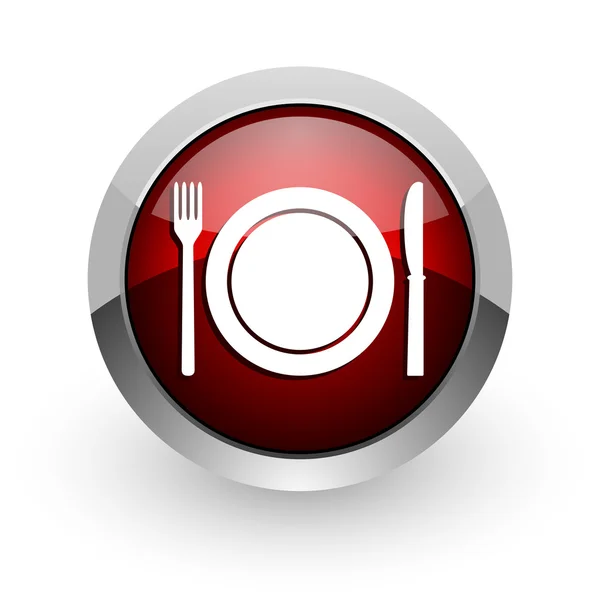 Comida vermelho círculo web ícone brilhante — Fotografia de Stock