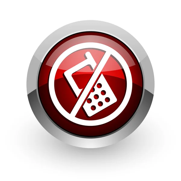 Žádná ikona pro lesklý webové červený kruh telefony — Stock fotografie