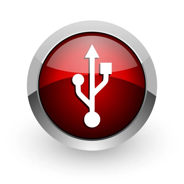 Usb red circle web glossy icon — Stock Photo, Image