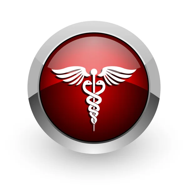 Caduceus roter Kreis Web-Hochglanz-Symbol — Stockfoto