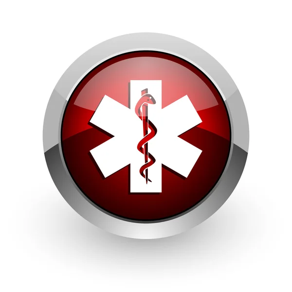 Caduceus roter Kreis Web-Hochglanz-Symbol — Stockfoto