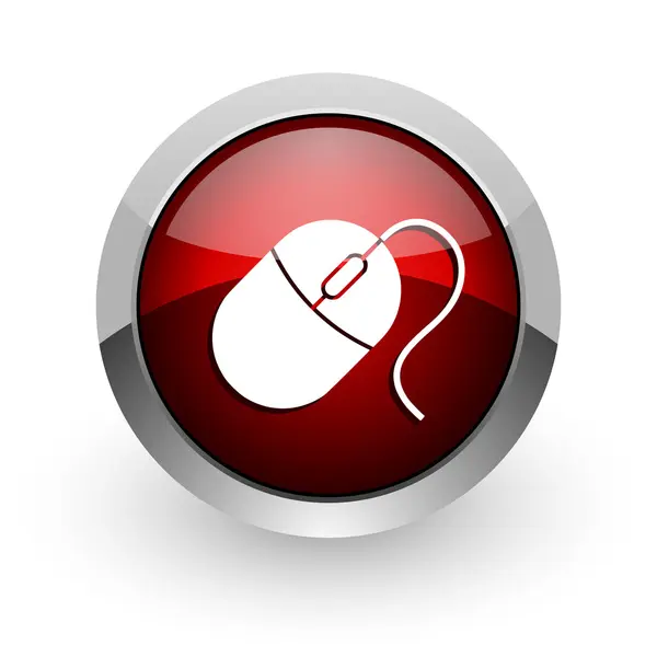 Mouse red circle web glossy icon — Stock Photo, Image