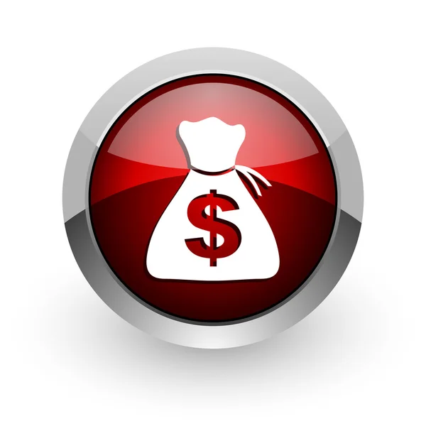 Geld rode cirkel web glanzende pictogram — Stockfoto