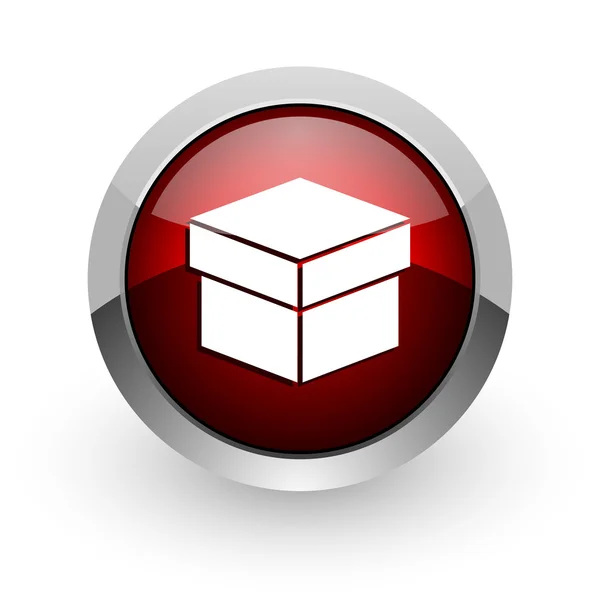 Box red circle web glossy icon — Φωτογραφία Αρχείου