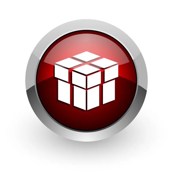 Box red circle web glossy icon — ストック写真