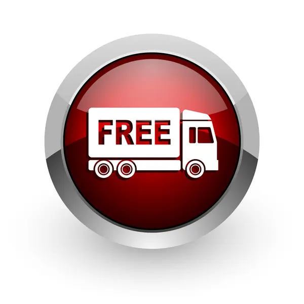 Free delivery red circle web glossy icon — Stock Photo, Image