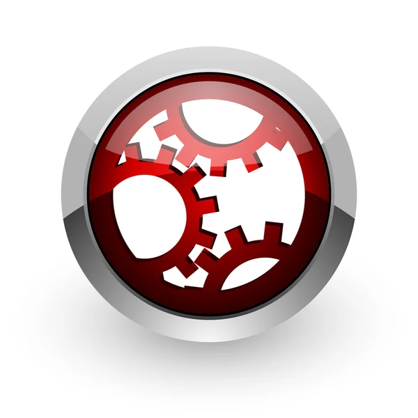 Gears röd cirkel web blanka ikonen — Stockfoto