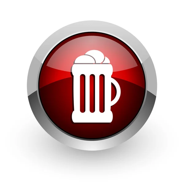 Beer red circle web glossy icon — Stock Photo, Image