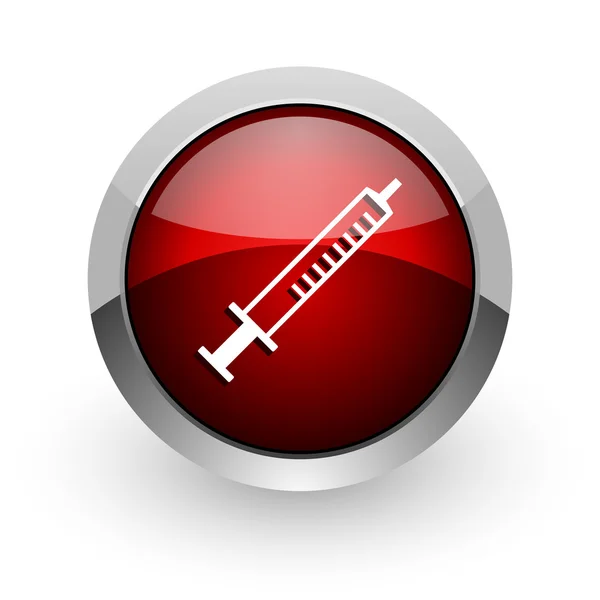 Syringe red circle web glossy icon — Stock Photo, Image