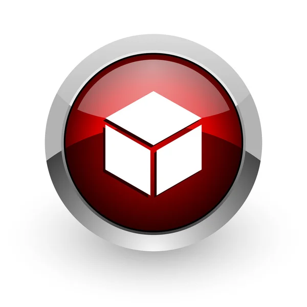 Kutu kırmızı daire web parlak simgesi — Stok fotoğraf