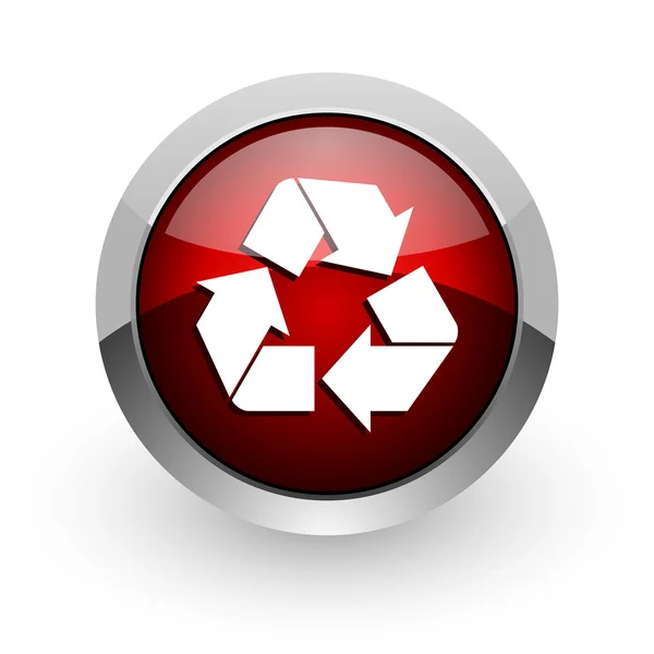 Reciclar red círculo rojo icono brillante — Foto de Stock
