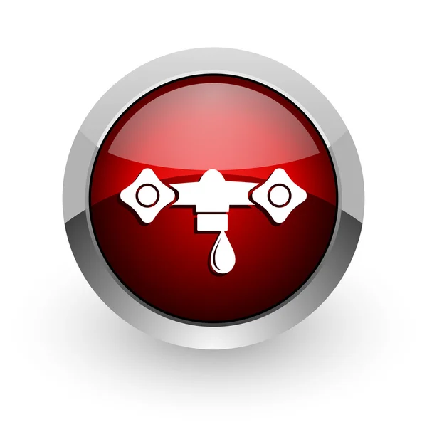 Water red circle web glossy icon — Stock Photo, Image