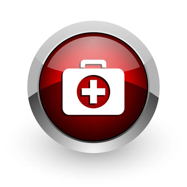 Verbandskasten roter Kreis Web-Hochglanz-Symbol — Stockfoto