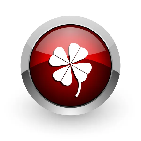 Lesklý ikona webové čtyři leaf clover červený kruh — Stock fotografie