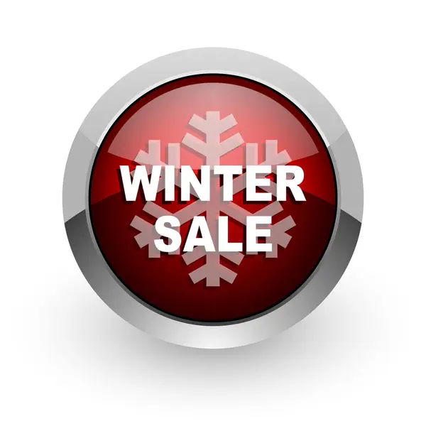 Kış Satılık kırmızı daire web parlak simgesi — Stok fotoğraf