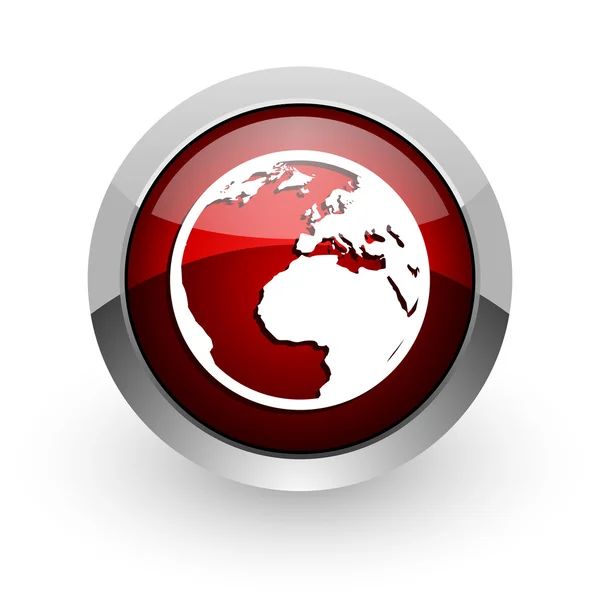 Terra cerchio rosso web icona lucida — Foto Stock