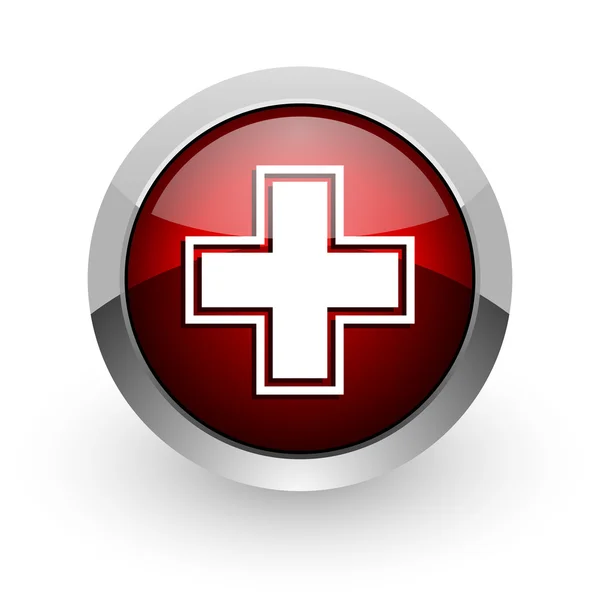 Farmácia vermelho círculo web ícone brilhante — Fotografia de Stock