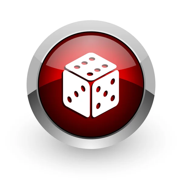 Dice red circle web glossy icon — Stock Photo, Image