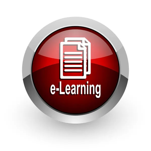 E-learning red circle web icono brillante — Foto de Stock
