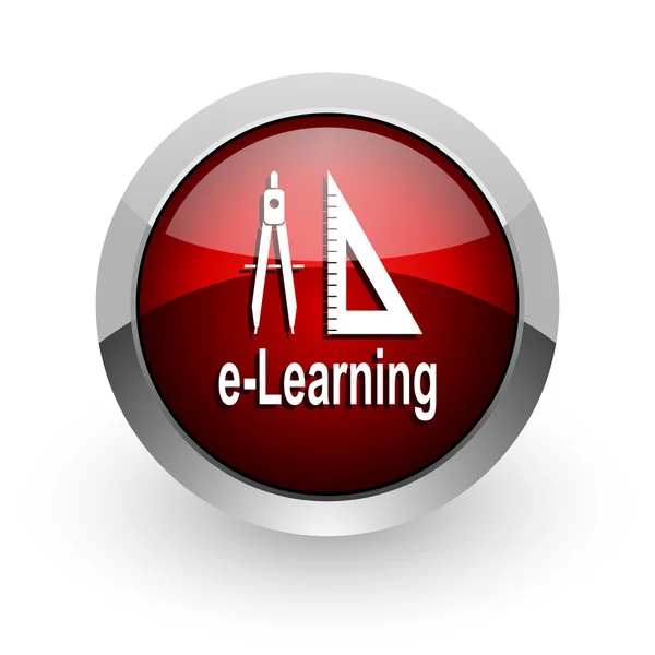 E-learning red circle web icona lucida — Foto Stock