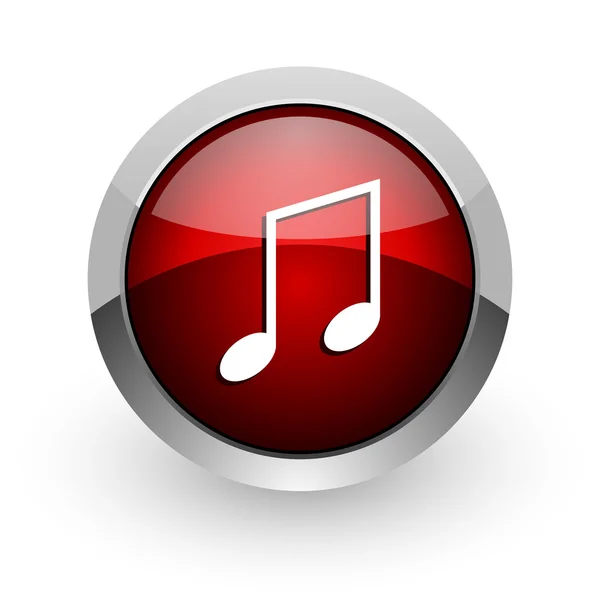 Müzik kırmızı daire web parlak simgesi — Stok fotoğraf