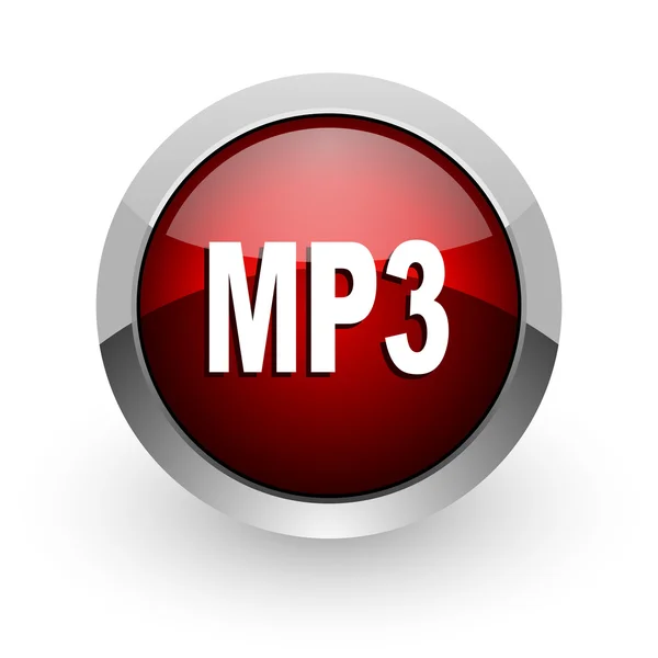 Mp3 红色圆圈 web 光泽图标 — 图库照片