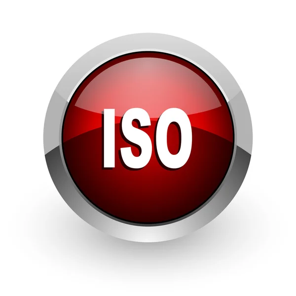 ISO kırmızı daire web parlak simgesi — Stok fotoğraf