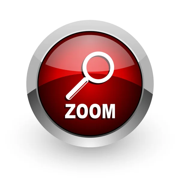 Zoom círculo rojo web icono brillante —  Fotos de Stock
