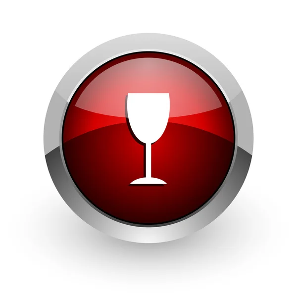 Üveg vörös kör web fényes ikonra — Stock Fotó