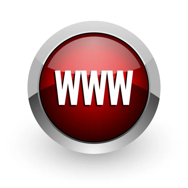 Www vermelho círculo web ícone brilhante — Fotografia de Stock