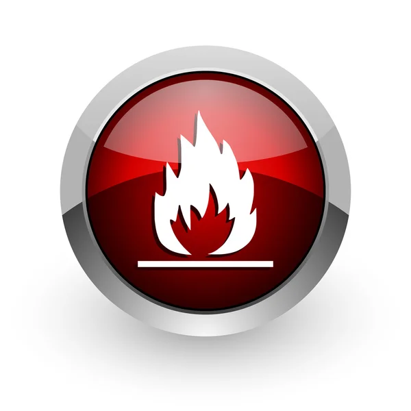 Flammen roter Kreis Web-Hochglanz-Symbol — Stockfoto