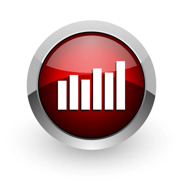 Gráfico de barras círculo rojo web icono brillante — Foto de Stock