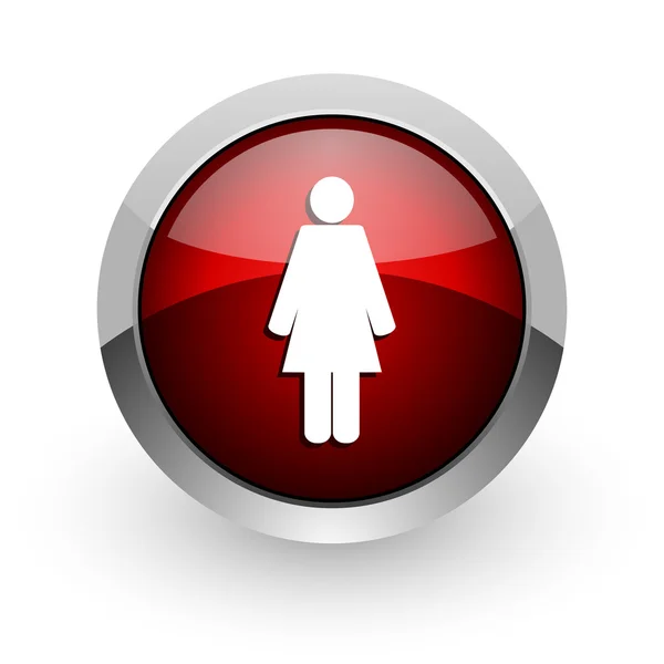 Kadın kırmızı bir daire web parlak simgesi — Stok fotoğraf