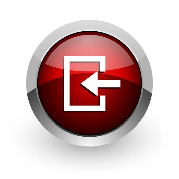 Entrar vermelho círculo web ícone brilhante — Fotografia de Stock