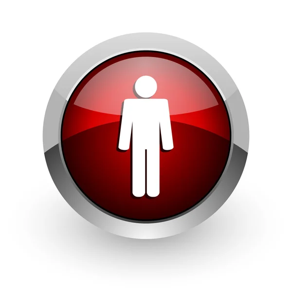 Homem vermelho círculo web brilhante ícone — Fotografia de Stock