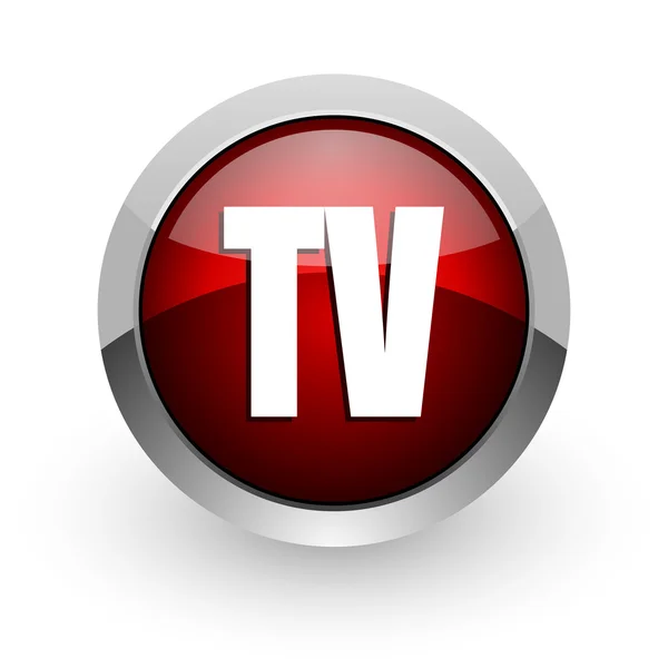 Tv red circle web icona lucida — Foto Stock