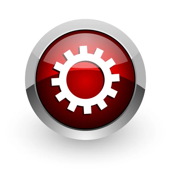 Zahnräder roter Kreis Web-Hochglanz-Symbol — Stockfoto