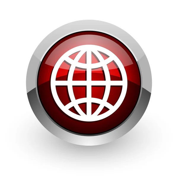 Terra vermelho círculo web ícone brilhante — Fotografia de Stock