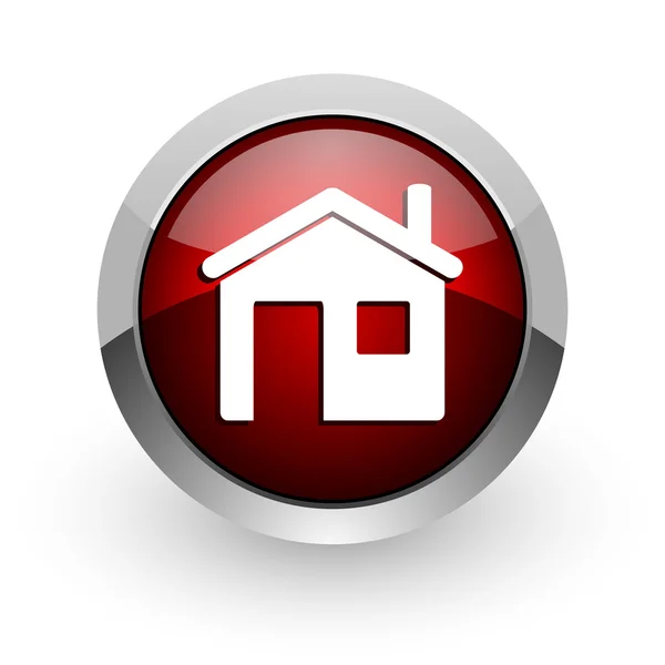 Huis rode cirkel web glanzende pictogram — Stockfoto