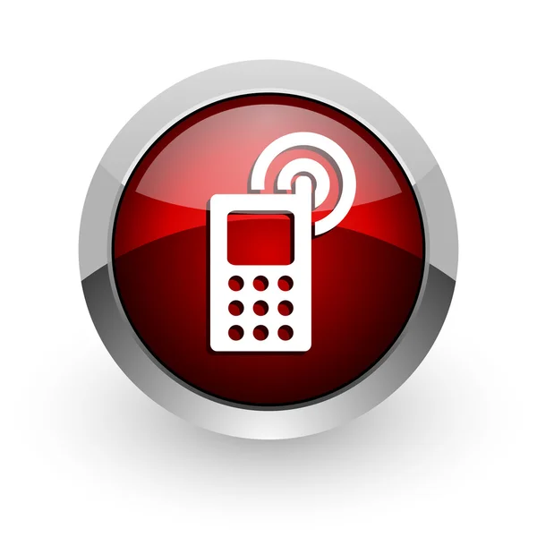 Мобільний телефон червоне коло веб глянсова іконка — стокове фото
