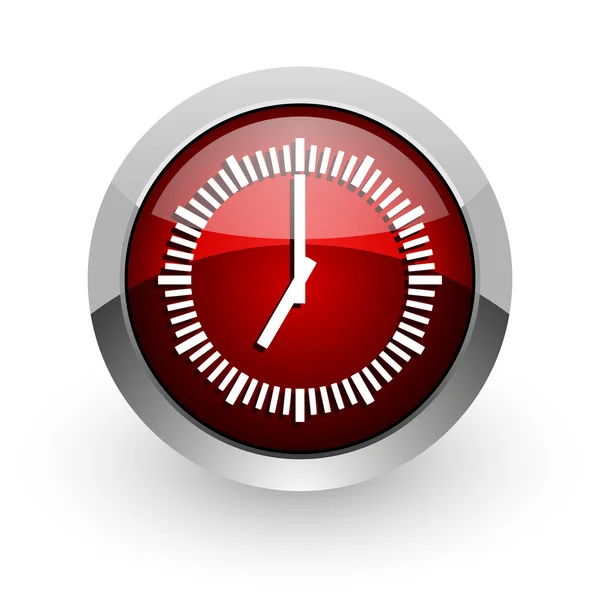 Clock red circle web glossy icon — Stock Photo, Image