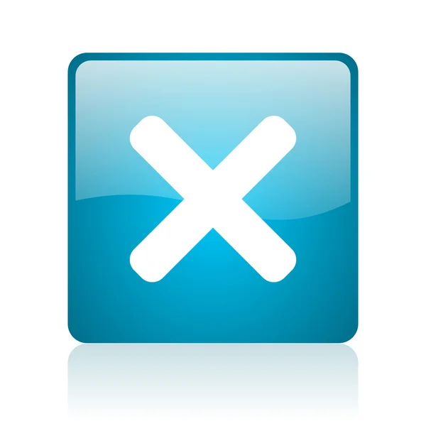 Zrušit lesklý ikonu modrý čtvereček web — Stock fotografie