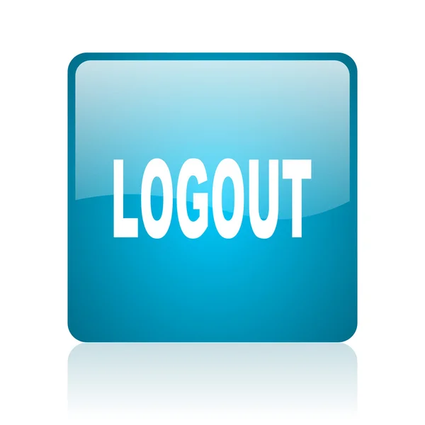 Logout blaues quadratisches Web-Hochglanz-Symbol — Stockfoto